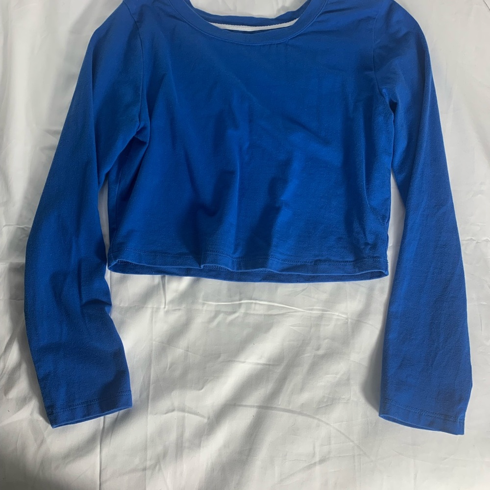 Vibrant Blue Uinke Long Sleeve Crop Top